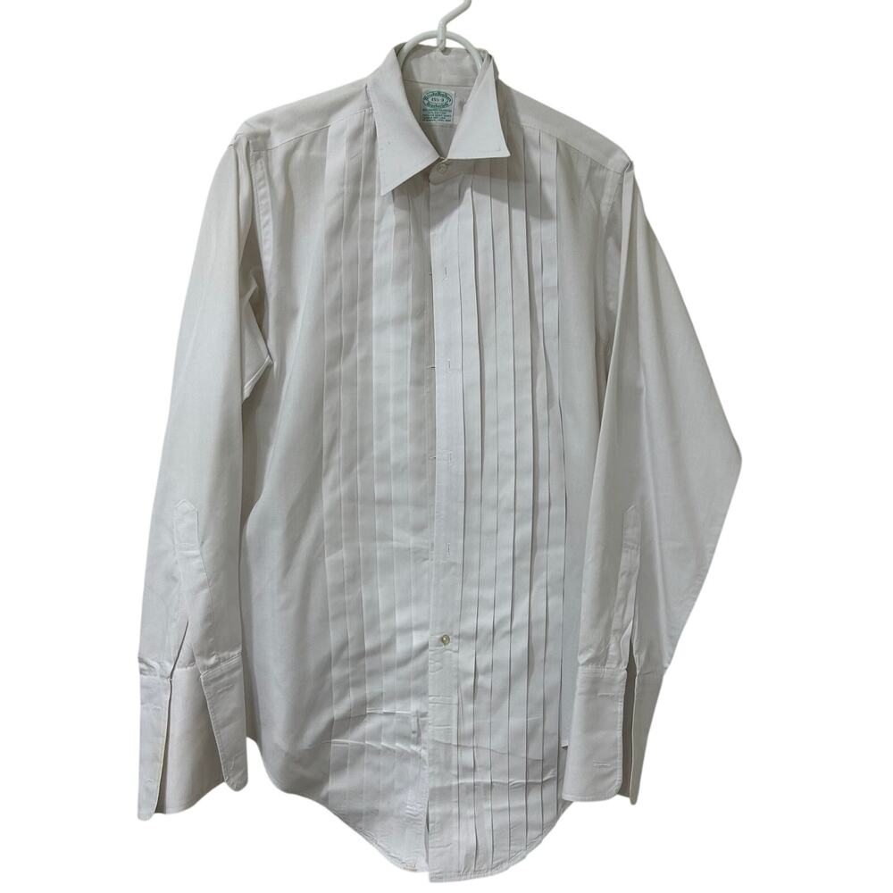 Brooks Brothers Vtg Mens 15.5 White Brookscloth Long Sleeve Pleated Tuxedo Shirt